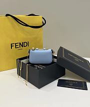 Fortok Fendi Mini Baguette Leather Bag in Blue 12x3.5x7.5cm - 6