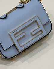 Fortok Fendi Mini Baguette Leather Bag in Blue 12x3.5x7.5cm - 5