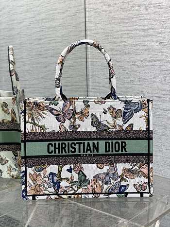 Fortok Dior White Multicolor Toile de Jouy Mexico Embroidery Tote Bag 36×27.5×16.5cm