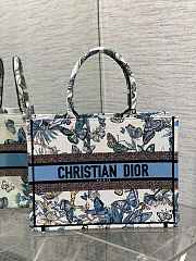 Fortok Dior White and Pastel Midnight Blue Toile de Jouy Mexico Embroidery Tote Bag 36×27.5×16.5cm - 1