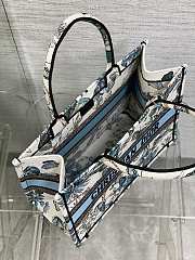 Fortok Dior White and Pastel Midnight Blue Toile de Jouy Mexico Embroidery Tote Bag 36×27.5×16.5cm - 6