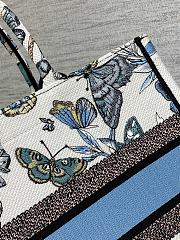 Fortok Dior White and Pastel Midnight Blue Toile de Jouy Mexico Embroidery Tote Bag 36×27.5×16.5cm - 3