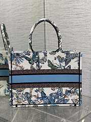 Fortok Dior White and Pastel Midnight Blue Toile de Jouy Mexico Embroidery Tote Bag 36×27.5×16.5cm - 2