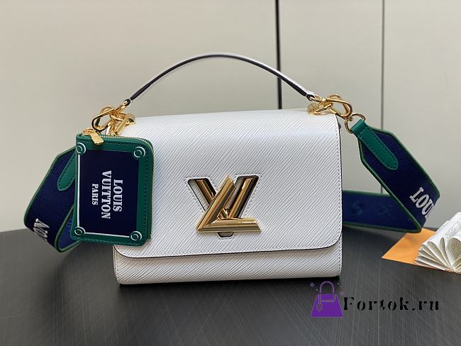 Fortok Louis Vuitton Twist MM Bag in White M23514 23x17x9.5cm - 1