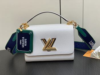 Fortok Louis Vuitton Twist MM Bag in White M23514 23x17x9.5cm