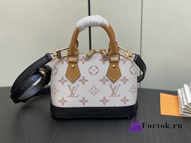 Fortok Louis Vuitton Nano Alma Bag White and Black M82717 18x12x8cm - 1