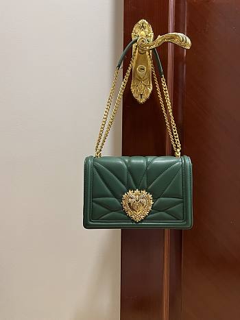 Fortok Dolce & Gabbana Green Medium Devotion Bag In Quilted Nappa Leather 26x18x7.5cm