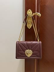 Fortok Dolce & Gabbana Burgundy Medium Devotion Bag In Quilted Nappa Leather 26x18x7.5cm - 1