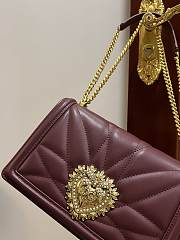 Fortok Dolce & Gabbana Burgundy Medium Devotion Bag In Quilted Nappa Leather 26x18x7.5cm - 6
