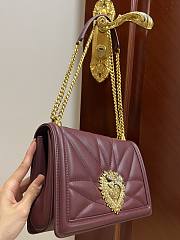 Fortok Dolce & Gabbana Burgundy Medium Devotion Bag In Quilted Nappa Leather 26x18x7.5cm - 3