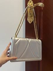 Fortok Dolce & Gabbana Silver Medium Devotion Bag In Quilted Nappa Leather 26x18x7.5cm - 4