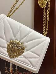 Fortok Dolce & Gabbana White Medium Devotion Bag In Quilted Nappa Leather 26x18x7.5cm - 3