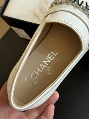 Fortok Chanel Logo Shiny Calfskin Loafers in White - 6