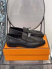 Fortok Hermès Leather Black Loafers - 1