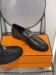 Fortok Hermès Leather Black Loafers - 6