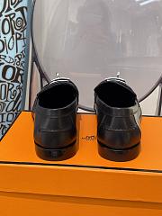 Fortok Hermès Leather Black Loafers - 5