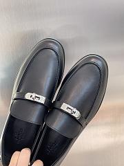 Fortok Hermès Leather Black Loafers - 4
