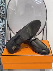 Fortok Hermès Leather Black Loafers - 3