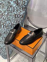 Fortok Hermès Leather Black Loafers - 2