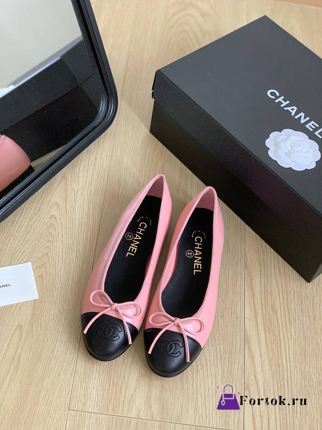 Fortok Chanel Pink Ballerinas Ballet Flat Shoes - 1
