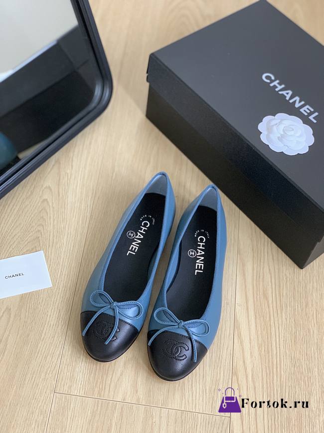 Fortok Chanel Blue Ballerinas Ballet Flat Shoes - 1