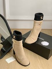 Fortok Chanel 23 Sock Boots Beige - 2