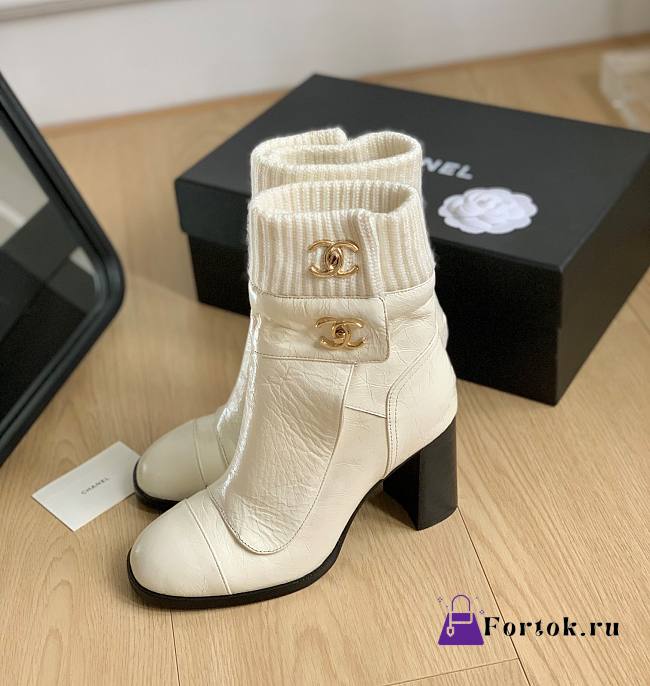 Fortok Chanel 23 Sock Boots White - 1