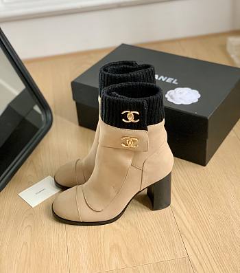 Fortok Chanel 23 Sock Boots Beige