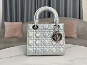Fortok Dior Lady Metallic Silver-Tone Cannage Lambskin Bag 20x17x8cm - 1