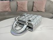 Fortok Dior Lady Metallic Silver-Tone Cannage Lambskin Bag 20x17x8cm - 6