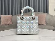 Fortok Dior Lady Metallic Silver-Tone Cannage Lambskin Bag 20x17x8cm - 5