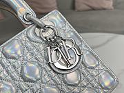 Fortok Dior Lady Metallic Silver-Tone Cannage Lambskin Bag 20x17x8cm - 2