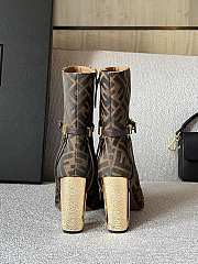 Fortok Fendi Delfina Original Jacquard Fabric Short Boots Brown - 4