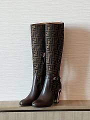 Fortok Fendi Delfina Calfskin High Boots Brown - 6