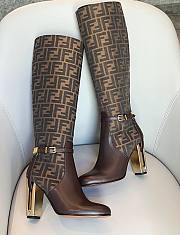 Fortok Fendi Delfina Calfskin High Boots Brown - 5