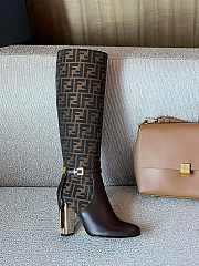 Fortok Fendi Delfina Calfskin High Boots Brown - 4
