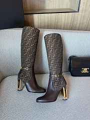 Fortok Fendi Delfina Calfskin High Boots Brown - 1