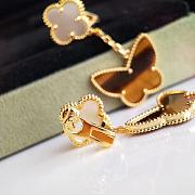 Fortok Van Cleef&Arpels Four-leaf Clover Tiger Eye Stone Butterfly Earrings - 6