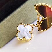 Fortok Van Cleef&Arpels Four-leaf Clover Tiger Eye Stone Butterfly Earrings - 5