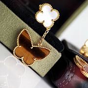 Fortok Van Cleef&Arpels Four-leaf Clover Tiger Eye Stone Butterfly Earrings - 2