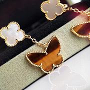Fortok Van Cleef&Arpels Four-leaf Clover Tiger Eye Stone Butterfly Earrings - 3