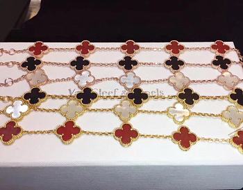 Fortok Van Cleef&Arpels Black/White/Red Four-leaf Clover Bracelet in Gold/Rose Gold