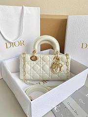 Fortok Dior Lady D-Joy Lambskin Cannage Bag White 22x12x6cm - 1