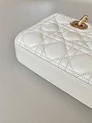 Fortok Dior Lady D-Joy Lambskin Cannage Bag White 22x12x6cm - 6