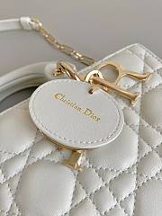 Fortok Dior Lady D-Joy Lambskin Cannage Bag White 22x12x6cm - 5