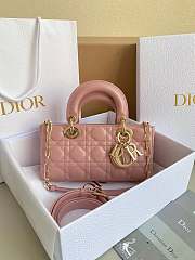 Fortok Dior Lady D-Joy Lambskin Cannage Bag Pink 22x12x6cm - 1