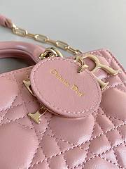 Fortok Dior Lady D-Joy Lambskin Cannage Bag Pink 22x12x6cm - 5