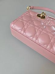 Fortok Dior Lady D-Joy Lambskin Cannage Bag Pink 22x12x6cm - 2