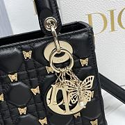 Fortok Dior Lady Cannage Lambskin with Gold-Finish Butterfly Bag Black 20x17x8cm - 6