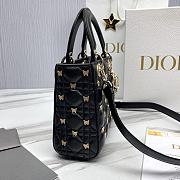 Fortok Dior Lady Cannage Lambskin with Gold-Finish Butterfly Bag Black 20x17x8cm - 5